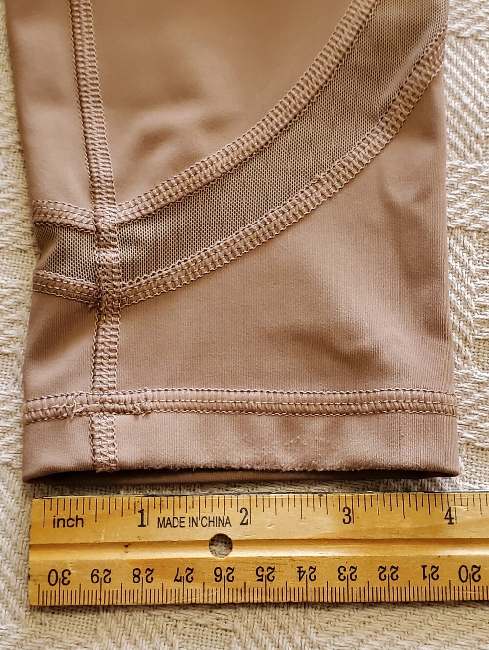 Tek Gear UltraStretch High Waisted Side Pocket Leggings Tan Taupe Mesh - Picture 10 of 11